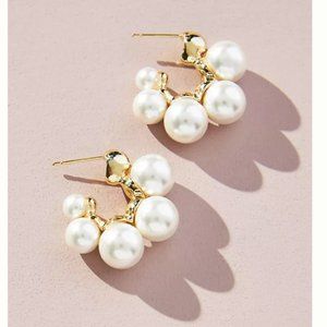 NEW~ Anthropologie Lake Life Pearl Huggie Hoops